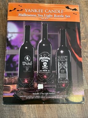 Yankee Candle Black Halloween Bottle Tea Light Holders - Set of 3
